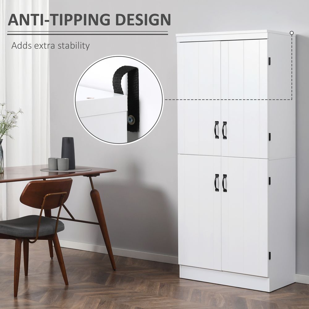 4-Door Kitchen Cabinet - White - Modern Design - Ample Storage