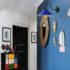 Navy Blue Wall Light Fixture,Black Wall Sconce E27 Base Socket Screw Type Wall Mounted Swan Neck Cone Shape Shade