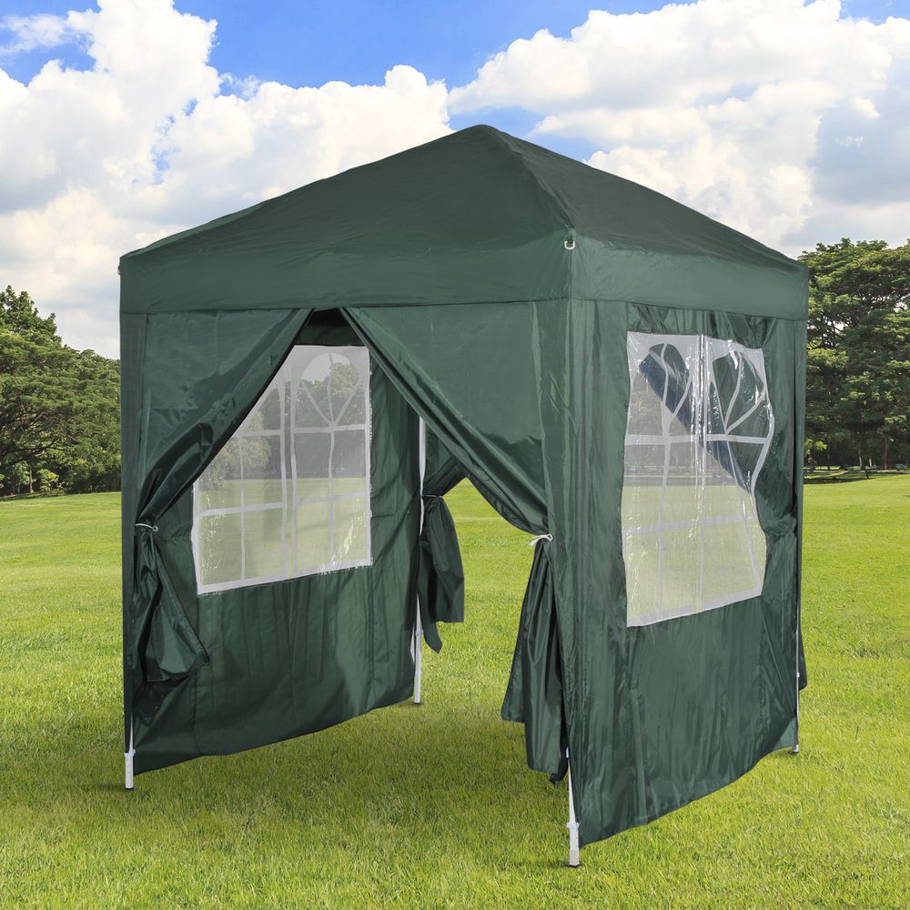 2x2m Garden Pop Up Gazebo Marquee Tent Wedding Canopy - Easy Set-Up, Durable, Portable Carrying Bag Green