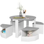 5-Piece Kids Table and Chairs Set w/ Storage for 3-8 Years Old-Grey
