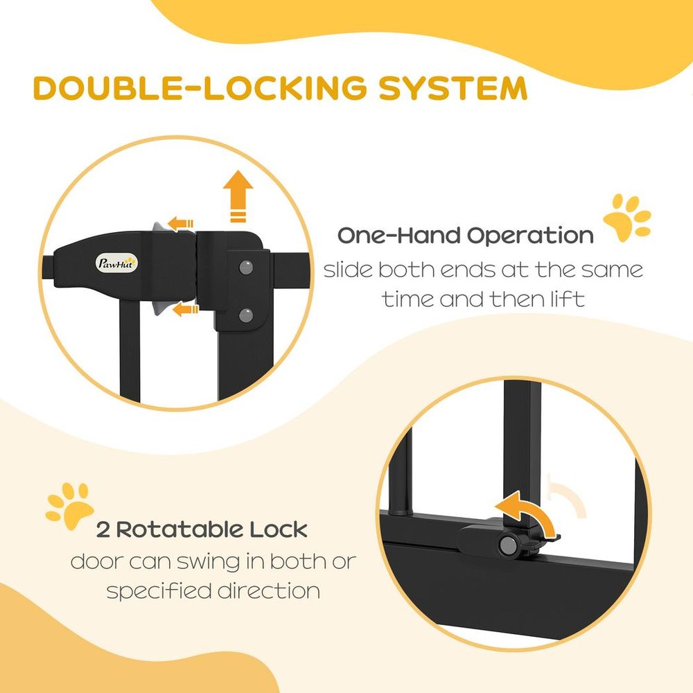 Adjustable Metal Pet Gate - Auto-Close, Black