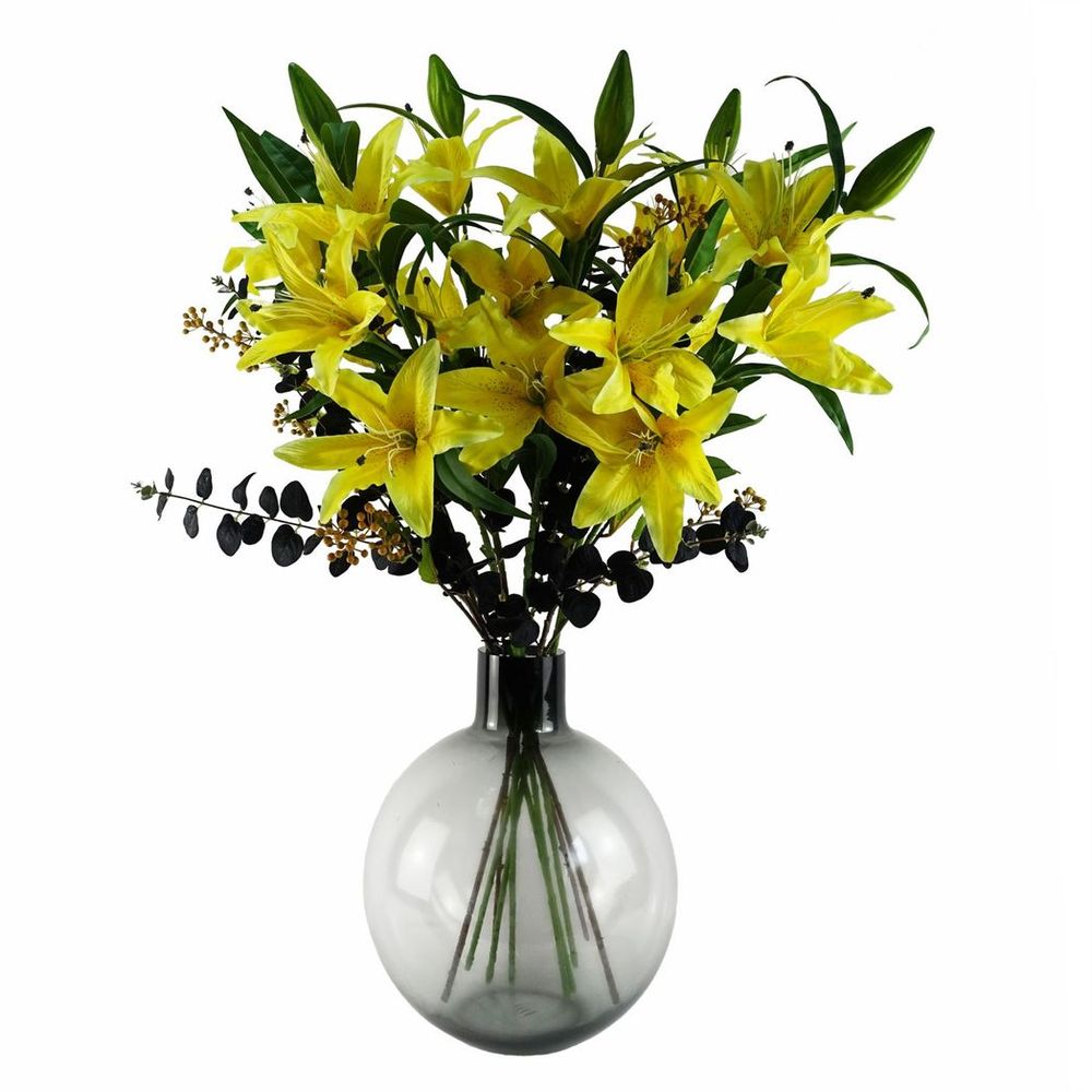 40cm Grey Smoke Glass Vase - Oversized Vase for Stunning Floral Displays