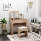 Dressing Table Set with Padded Stool - Stylish, Multi-Purpose, Mirror, Storage, Comfortable