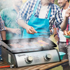 Portable Gas Plancha BBQ Grill with 2 Stainless Steel Burner, 6kW