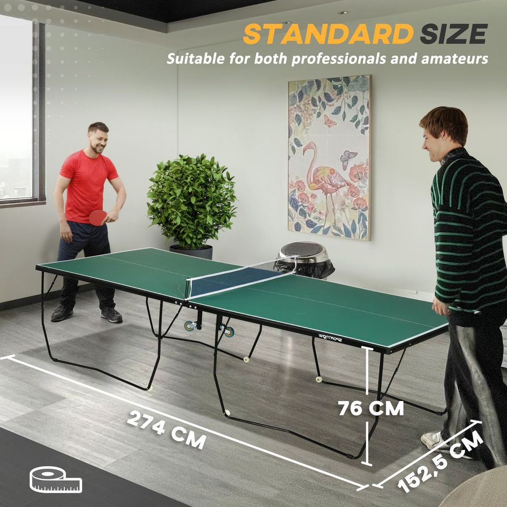 9FT Folding Table Tennis Table - Indoors/Outdoors - 8 Wheels