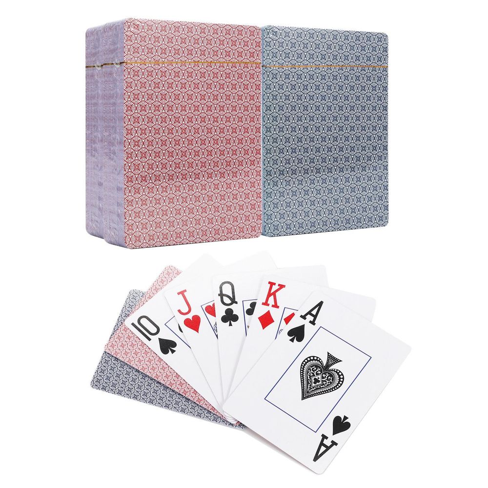 Playing Card Deck - Plastic Coated Traditional Check Design 4 Decks