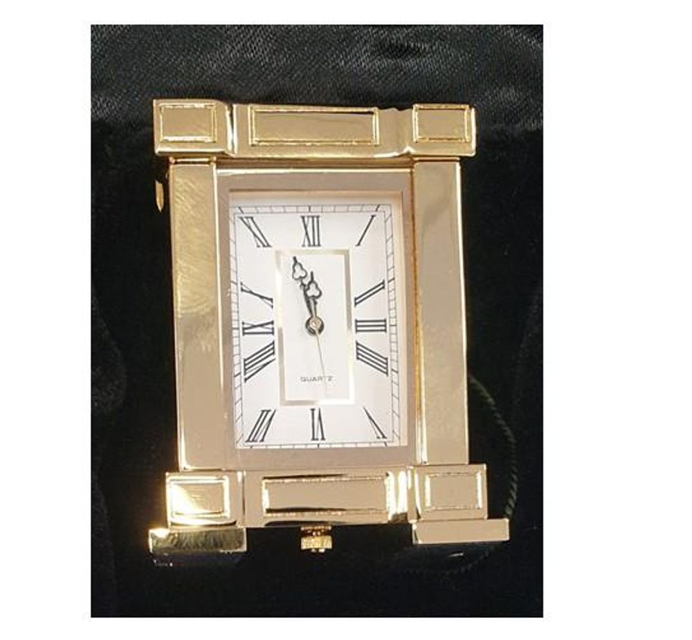 Gold Polished Brass Miniature Clock - French Mantel