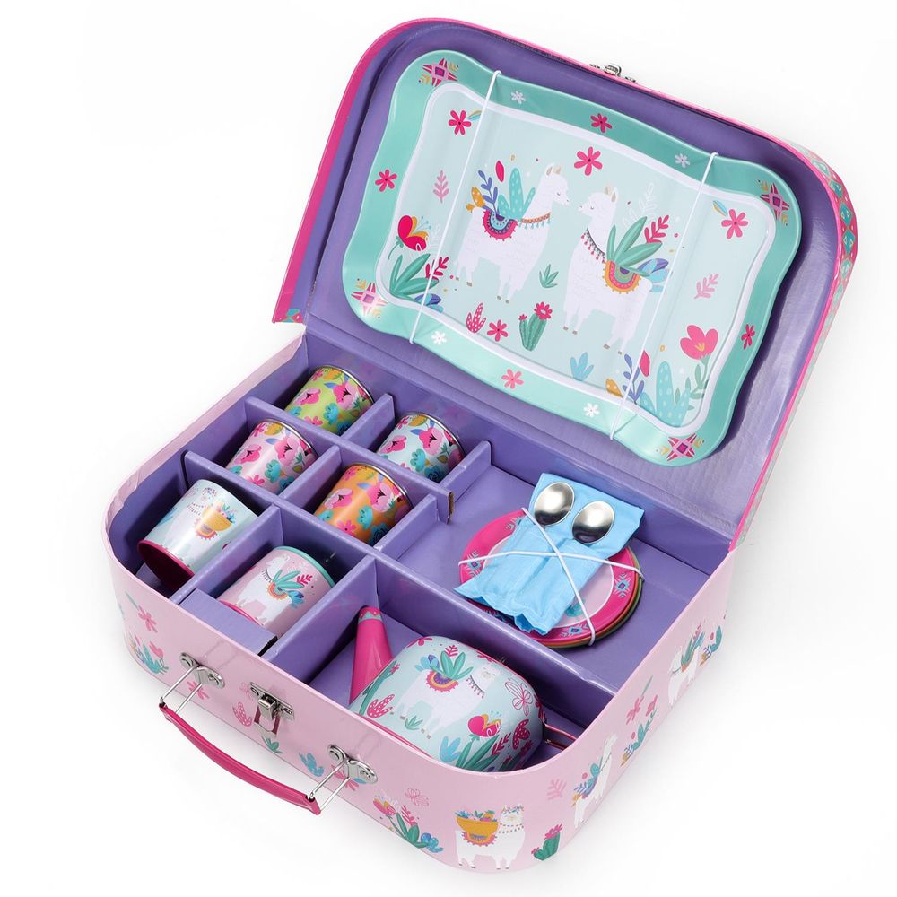 Llama Tea Set - 18pc Tin, for Fun Pretend Play