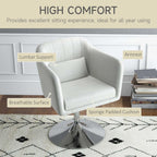 Retro Linen Swivel Chair - Steel Frame - Cushion Seat - Cream White