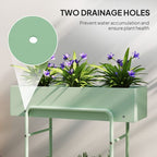 2 Tier Plant Stand, Metal Plant Rack with Drain Holes, Green