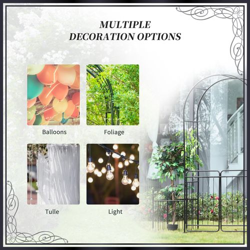 Metal Garden Arbor Arch Gate w/ 2 Side Planter Boxes & Vine Frame