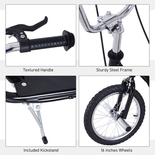 Teen Scooter Children Stunt Scooter 16" Tyres Adjustable Height, Black