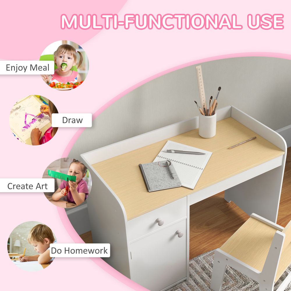 Kids Desk & Chair Set - 3-6 yr - Storage Drawer - White