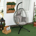 Hanging Swing Chair with Thick Cushion, Patio Hanging Chair, Grey