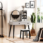 Grey Dressing Table Set: 3 Drawers, Storage Shelves & Stool - Stylish