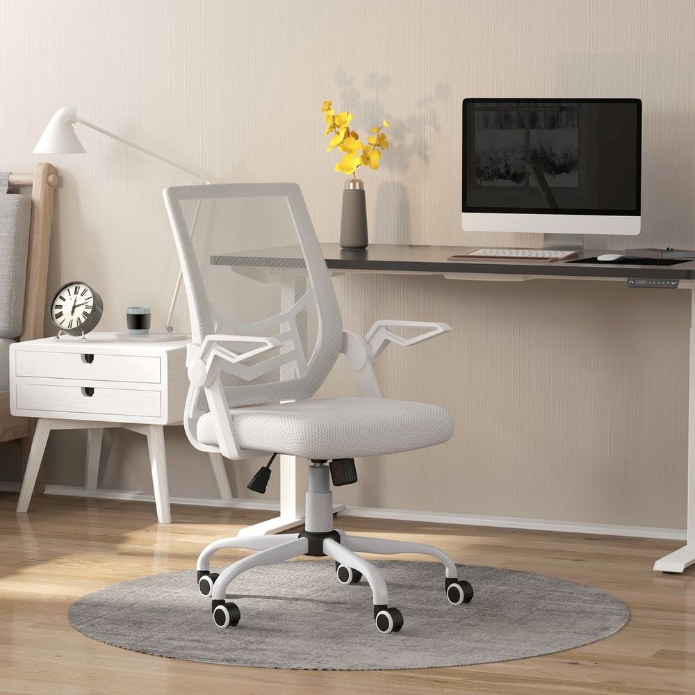 Mesh Swivel Office Chair Task Computer Chair w/ Lumbar Support, White