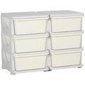 Kids Storage Units with 6 Drawers 3 Tier Chest Vertical Dresser Tower Toy Organizer for Nursery Playroom Kindergarten Cream