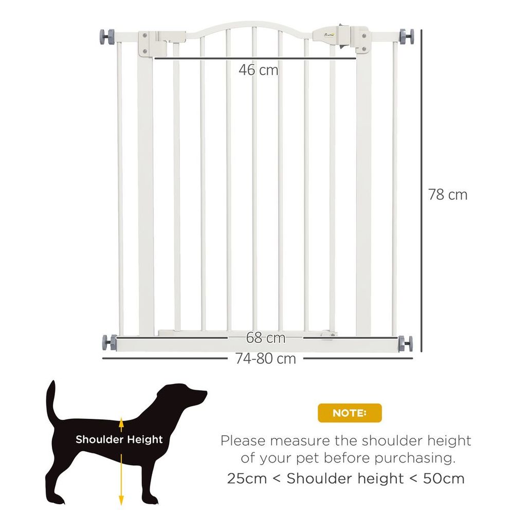 74-80cm Adjustable Pet Gate Barrier- Auto-Close, Metal