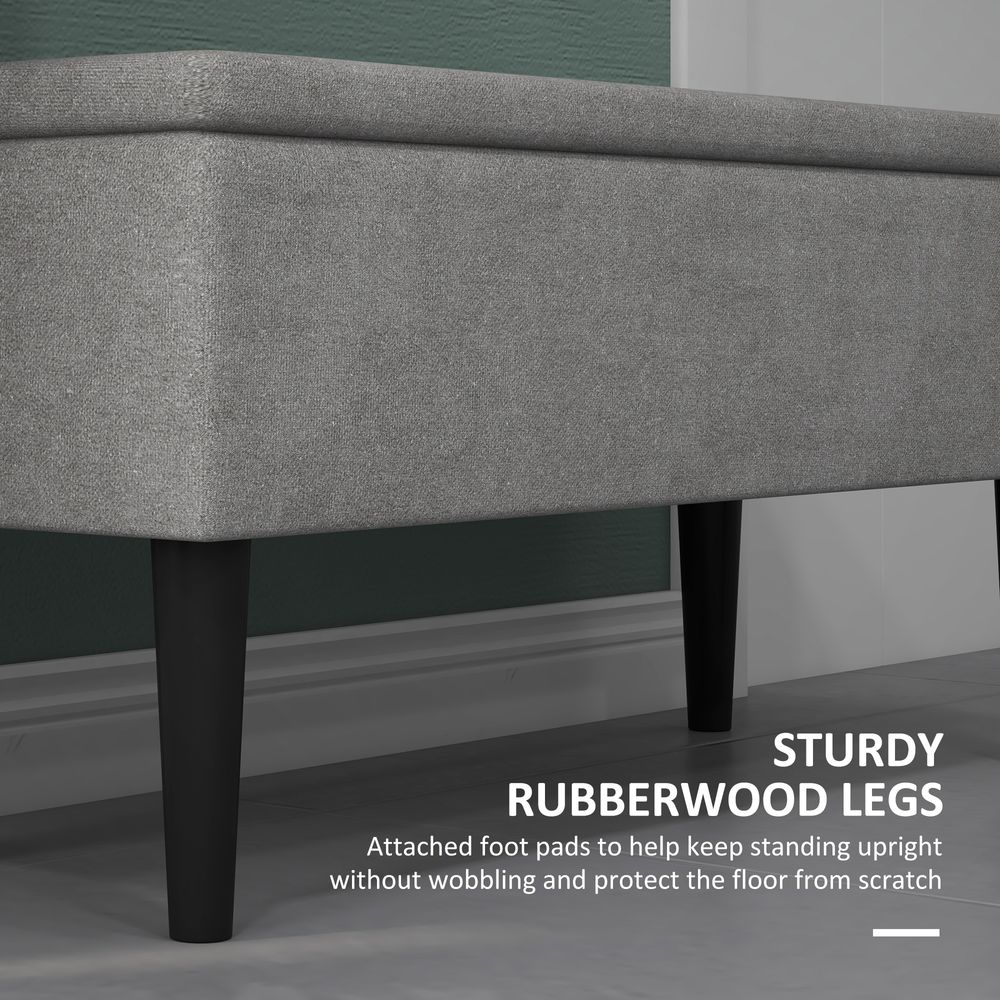15" Ottoman Storage Box - Wood Legs - 47L Capacity - Grey