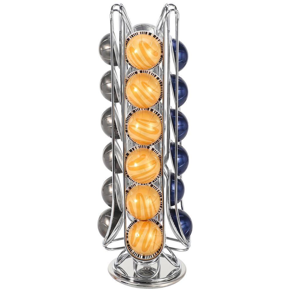 CHROME 24 COFFEE POD STAND - Organize and Display your Flavors with this Sleek Holder!