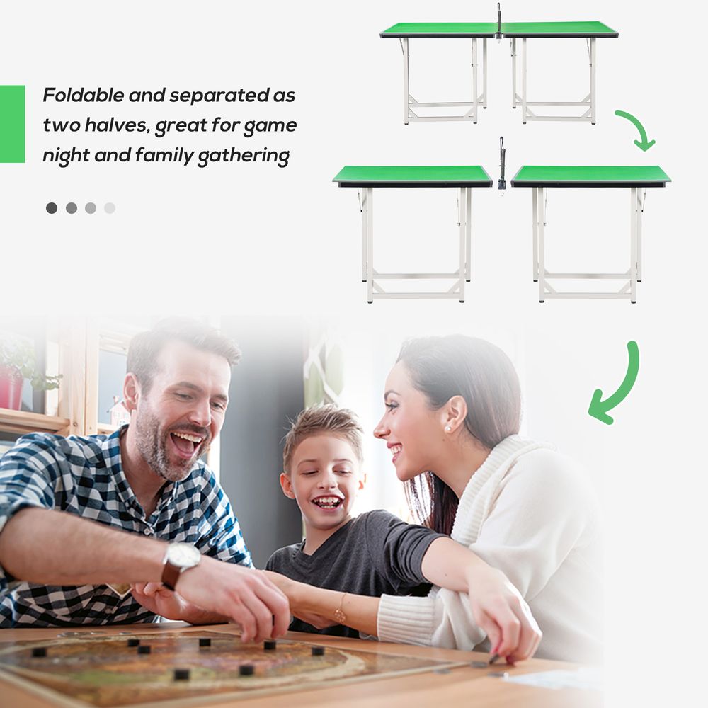 Tennis Table Ping Pong Foldable with Net Game Steel 182cm Indoor, Green