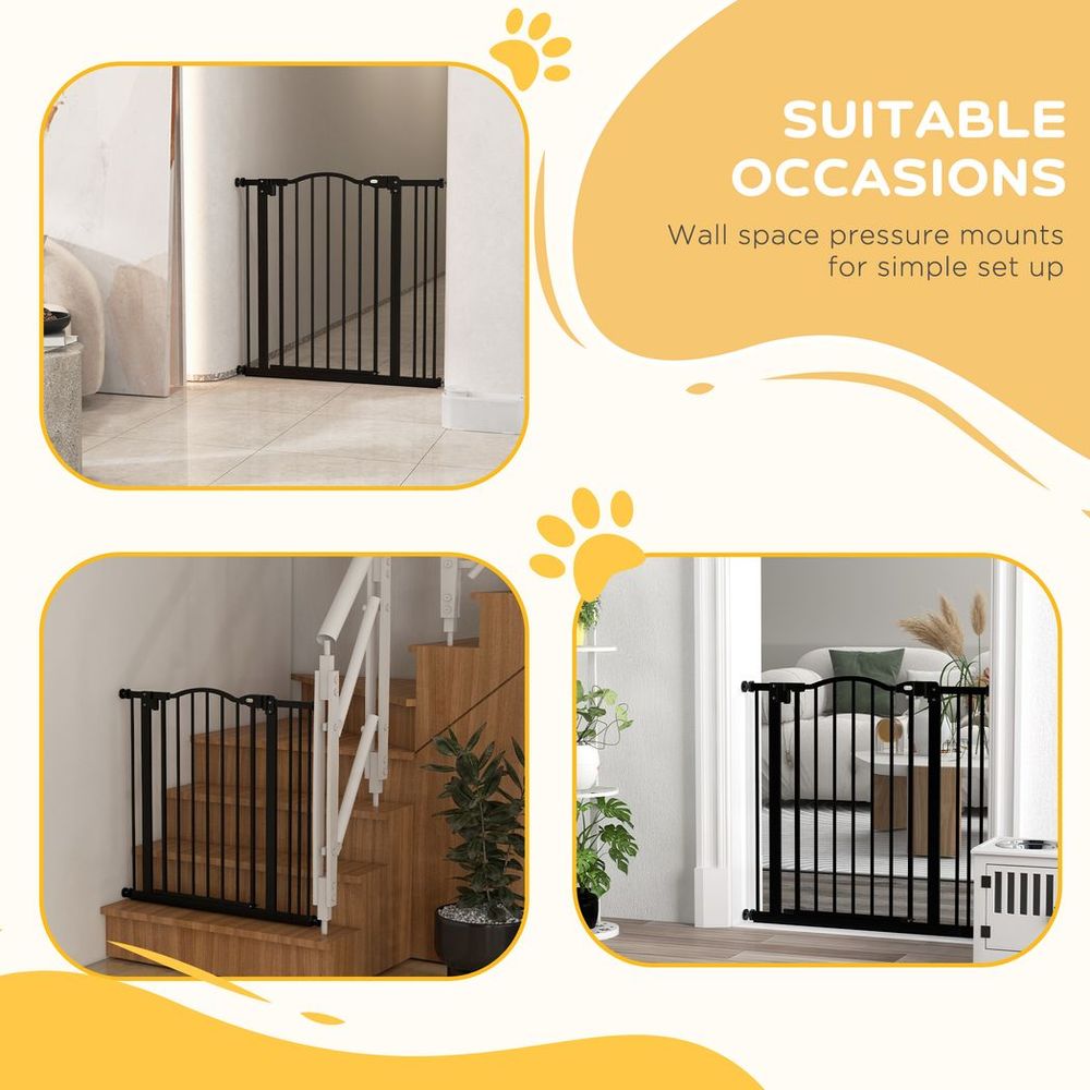 Adjustable Auto-Close Pet Gate - Black, 74-87cm