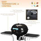 Garden Trolley BBQ Grill - Black - High-Temperature Enamel - Portable & Spacious - Ideal for Outdoor Grilling
