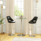Round Bar Table for 2 People, High Pub Table with Tempered Glass Top