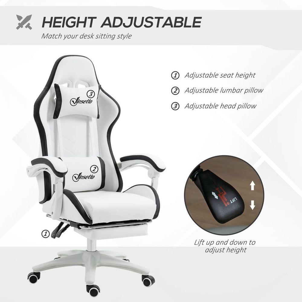 Racing Style Gaming Chair with Reclining Function Footrest, Black