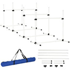 Dog Agility Training Equipment Height Adjustable Jump Hurdle Set of 4 w/ Carrying Bag