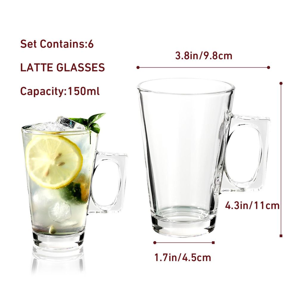Latte Glasses 6pcs - Serve Hot Drinks with Style