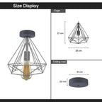 Vintage Red Metal Cage Semi Flush Mount Ceiling Light - E27 Holder - Elegant and Stylish