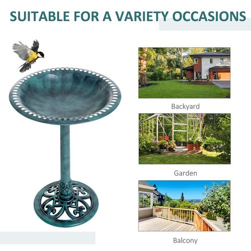 50cm Outdoor Bird Bath Fountain, Decrative Garden Feeder Stand Green
