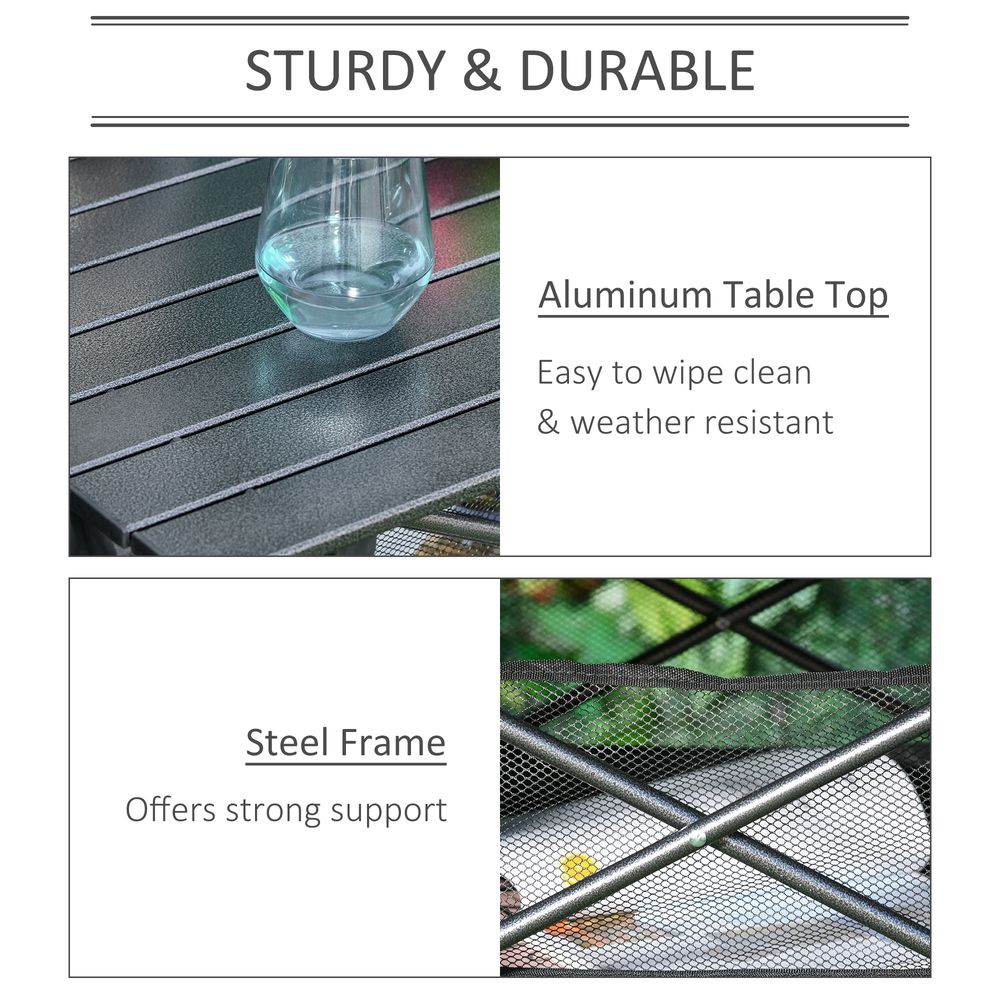 Portable Aluminum Camping Table with Roll-Top, Folding Design, Mesh Bag - Easy to Carry