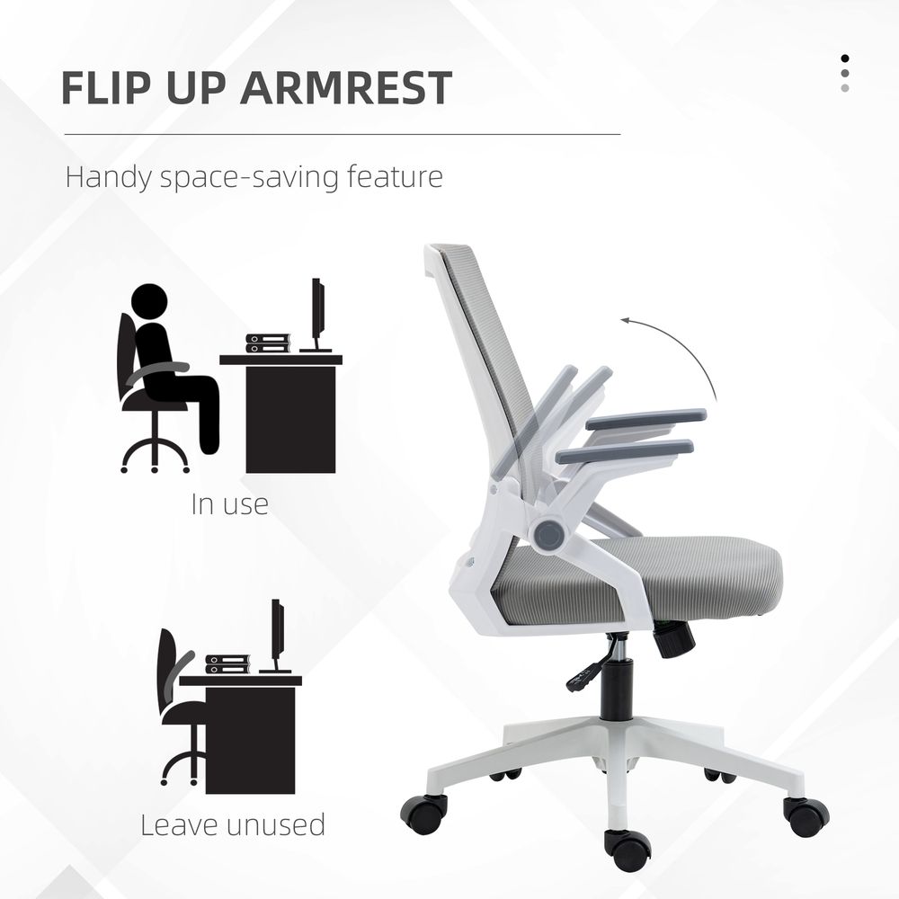 Mesh Office Chair for Home with Lumbar Support, Flip-up Arm, Wheels