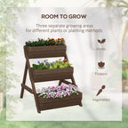 3 Tier Raised Garden Bed Wooden Elevated Planter Box Kit, Tan