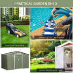 9 x 6FT Garden Metal Storage Shed Tool Box Foundation Vent & Doors Green
