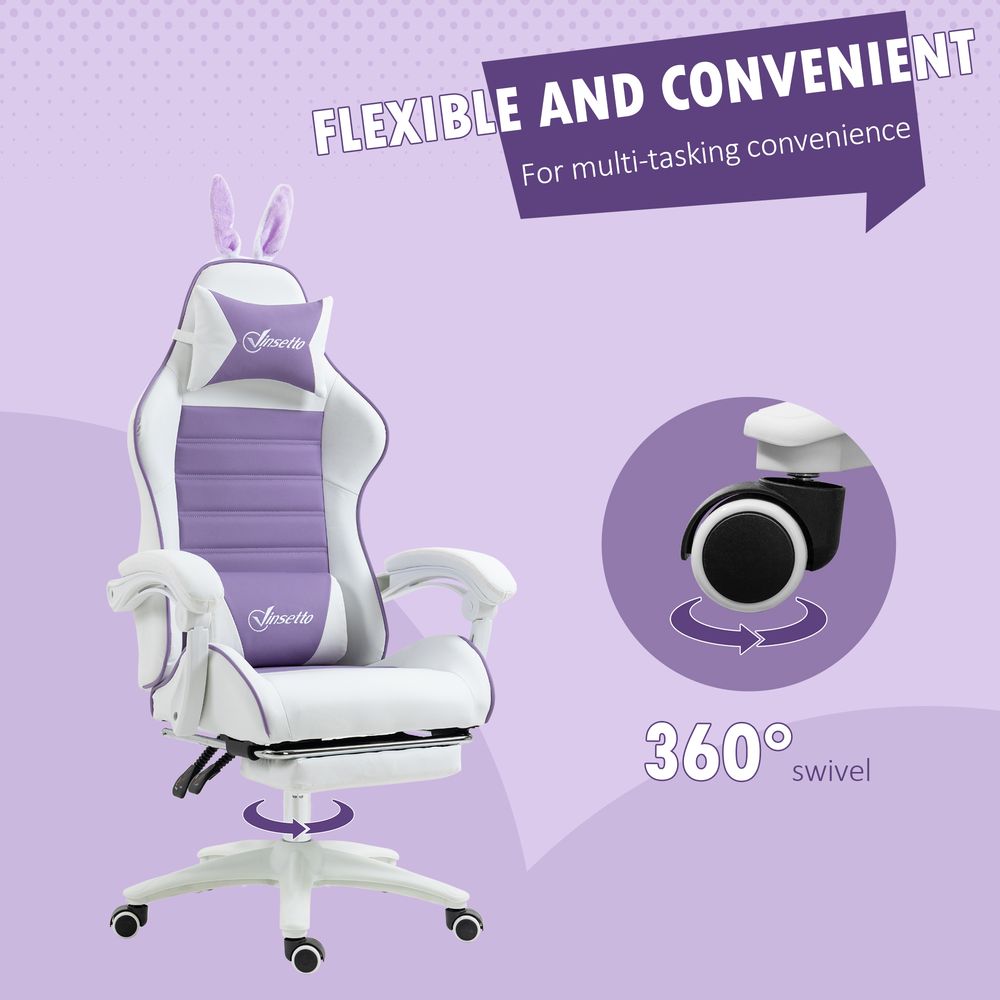 Gaming Chair - Footrest - Rabbit Ears - Purple