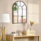 Modern Arched Window Wall Mirror for Living Room Bedroom, 91x60cm, Black