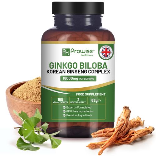 Ginkgo Biloba and Korean Ginseng Tablet - 8000mg, 180 Vegan Tablets