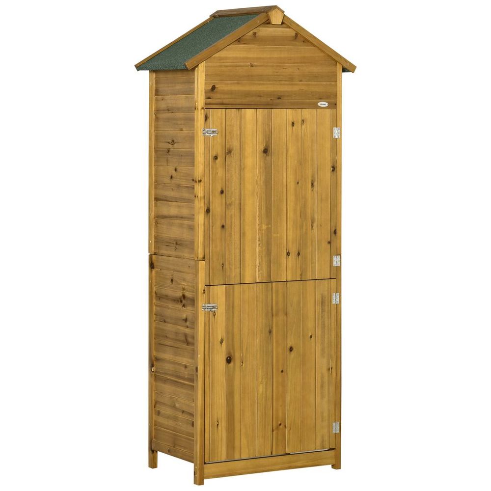 Wooden Garden Storage Shed Tool Cabinet - Lockable Doors, Weather-Resistant - 191.5x79x49cm