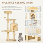 Cat Tree for Indoor Cats Pet Activity Centre Kitty Condo Climbing Scratching Post with Toys 4-tier 114cm Tall Beige