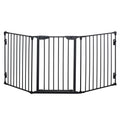 Pet Safety Gate 3 Panels Playpen Metal Fence with Walk Through Door Black