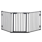 Pet Safety Gate 3 Panels Playpen Metal Fence with Walk Through Door Black