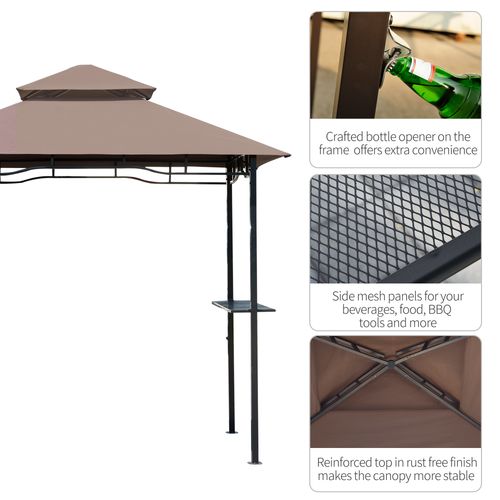 8ft Double-Tier Gazebo Grill Canopy Tent Shelter-Coffee