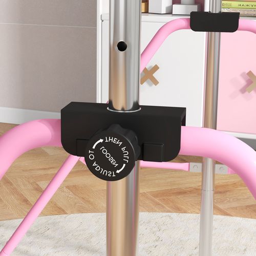 Adjustable Height Foldable Kids Gymnastics Bar with Non-Slip Mats, Pink