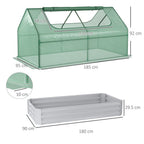 Raised Garden Bed Planter Box with Greenhouse, Large Window, Green