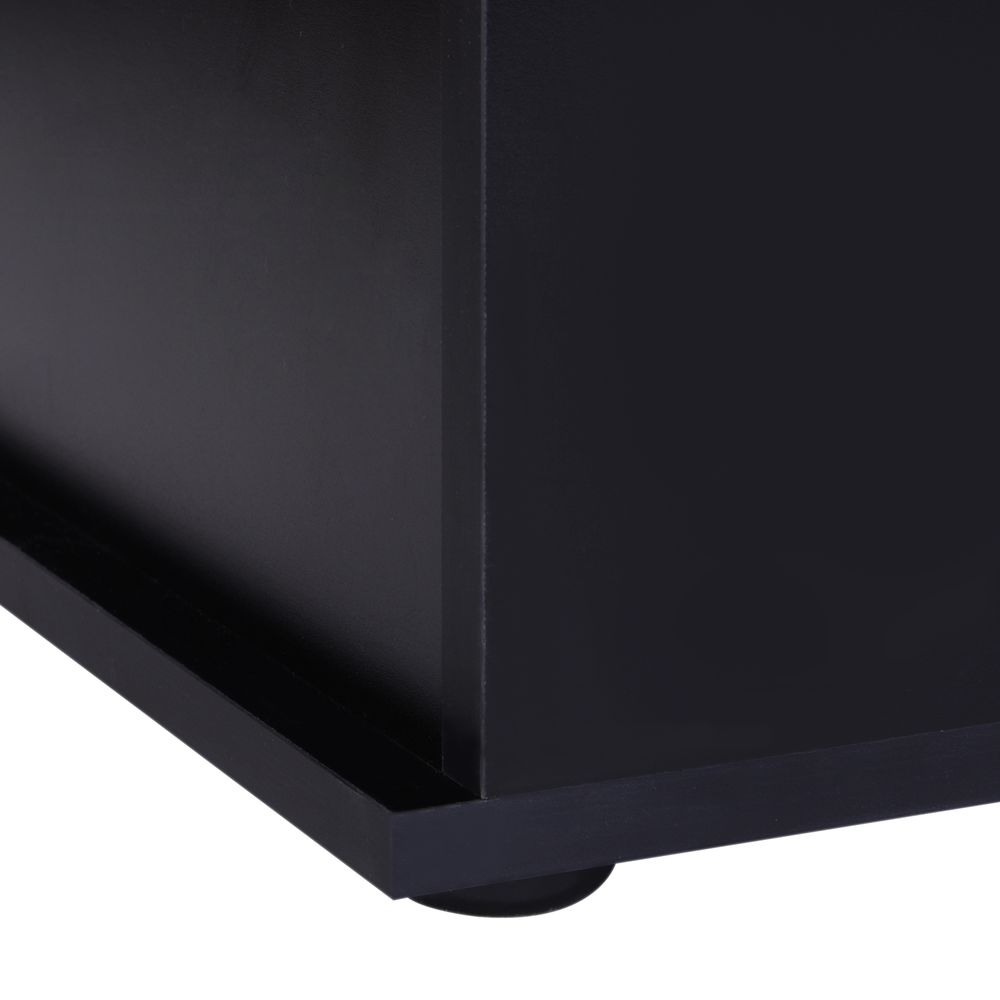 Wooden Storage Box Clothes Toy Chest Bench Seat Ottoman Bedding Blanket Trunk Container with Lid - Black