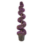 120cm Purple Large Leaf Spiral w/ Decorative Planter - Realistic Artificial Boxwood Tree - Indoor/Outdoor Use