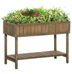 Wooden Raised Bed Container Garden Plant Stand 8 Boxes 110x46x76cm Brown
